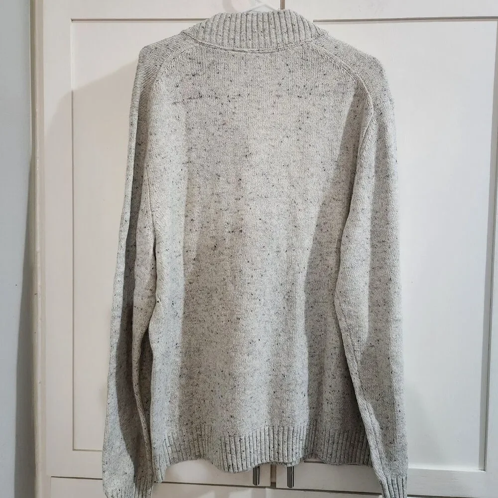 Izod Pullover Henley Sweater Cream Gray Vanilla Ice Mens Size 2X Academia Office